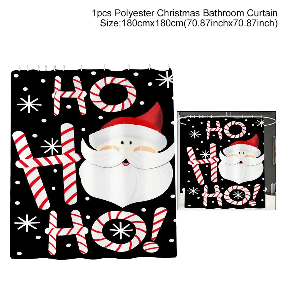 Shower Curtain 6 HUIRAN Рождество ванная комната шторки коврик сиденье для унитаза украшения Рождественские украшения для дома рождественские подарки год - Цвет: Shower Curtain 6