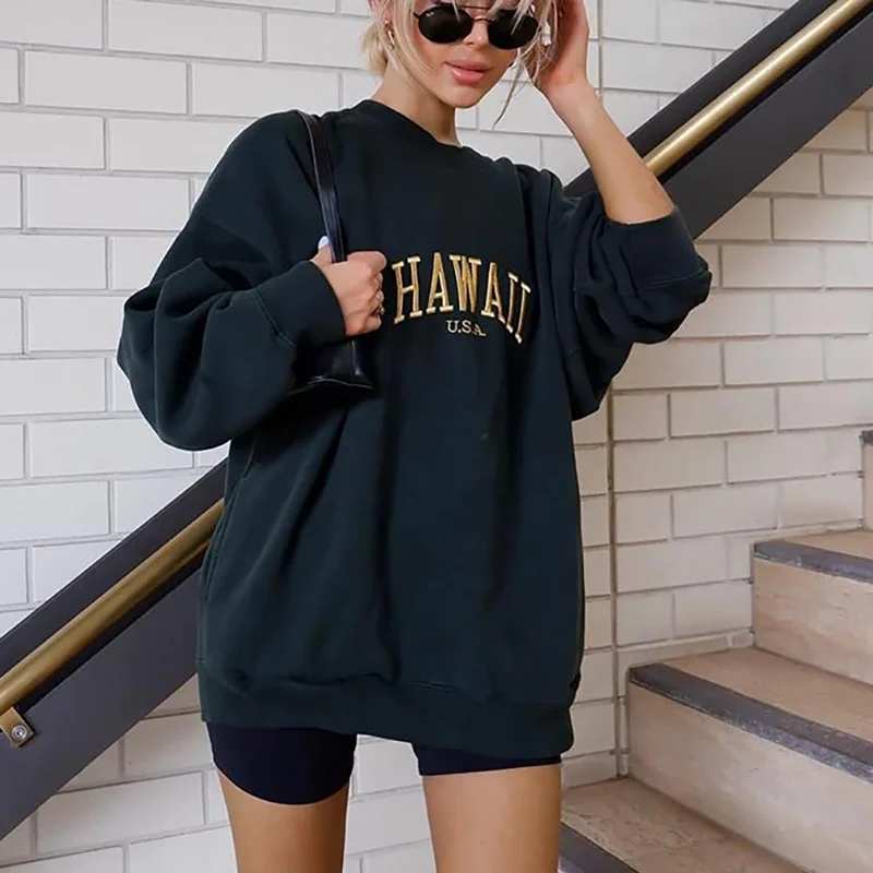 

Women's 2021 new Arrivals letter printed sweater long sleeve top Free shipping Fashion