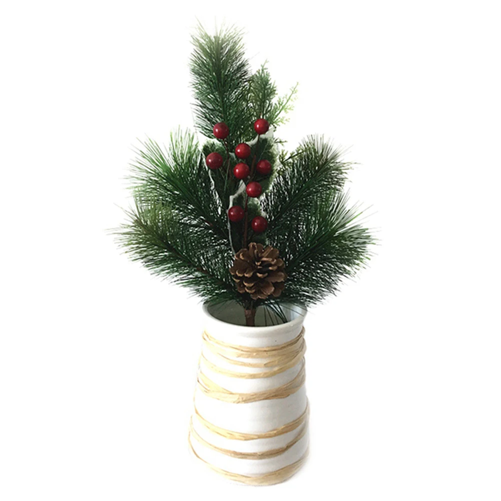 Новогодняя имитация ягод короткая ветка праздник сосновая игла башня