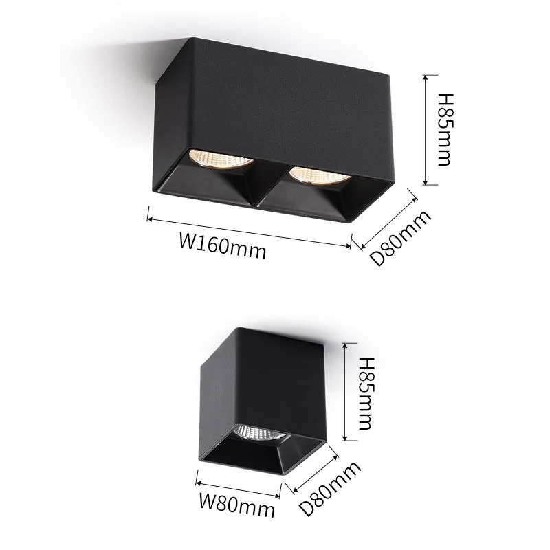 Квадратный Светодиодный точечный светильник с поверхностным креплением