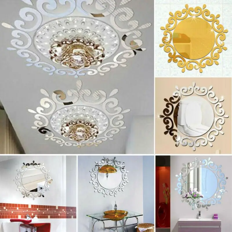 Зеркальная 3D наклейка акриловая художественная роспись Настенная Наклейка