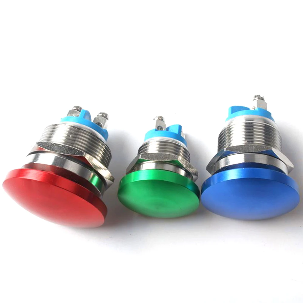 

Металлический кнопочный переключатель, 16/19/22 мм, кнопка из нержавеющей стали с винтовой ножкой и грибовидной головкой, самосброс, красный зе...