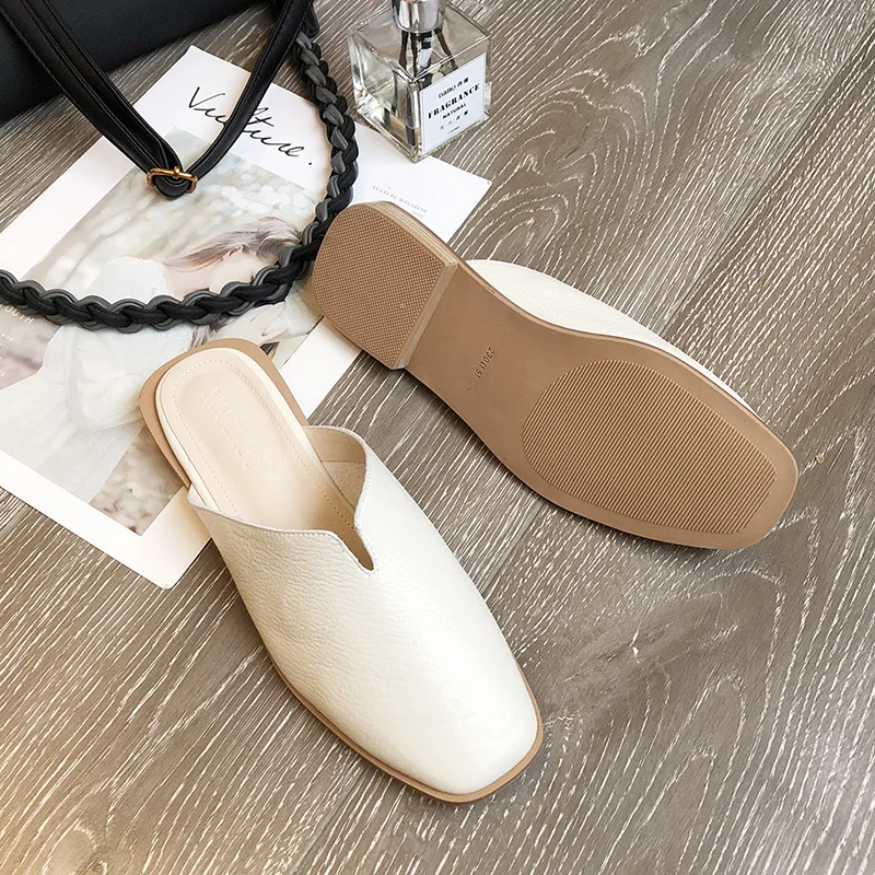 

2021 spring and summer new fashion Baotou drag low-heel sandals and slippers 35-39 size