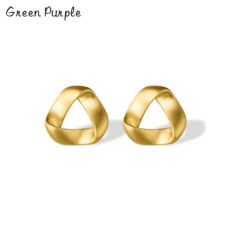 

Green Purple 18K Gold Geometric Modern Triangle Design Stud Earrings for Women Gift s925 Sterling Silver Fashion Jewelry 2021