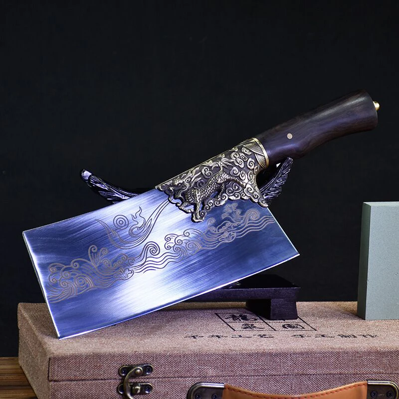 Kirin carving handmade forging cutting knife Longquan ghost hand-made bone-cutting knife meat cutter special chef wholesale