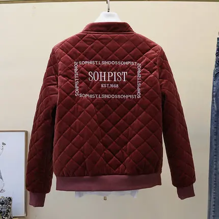 Женская куртка новинка 2019 весна осень зима тонкая золотая Вельветовая бомбер