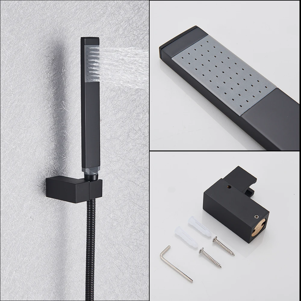 Черный смеситель для душа Водопад с двойной ручкой ванны набор ванны|Смесители