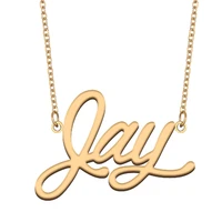 jay name necklace for women stainless steel jewelry 18k gold plated nameplate pendant femme mother girlfriend gift
