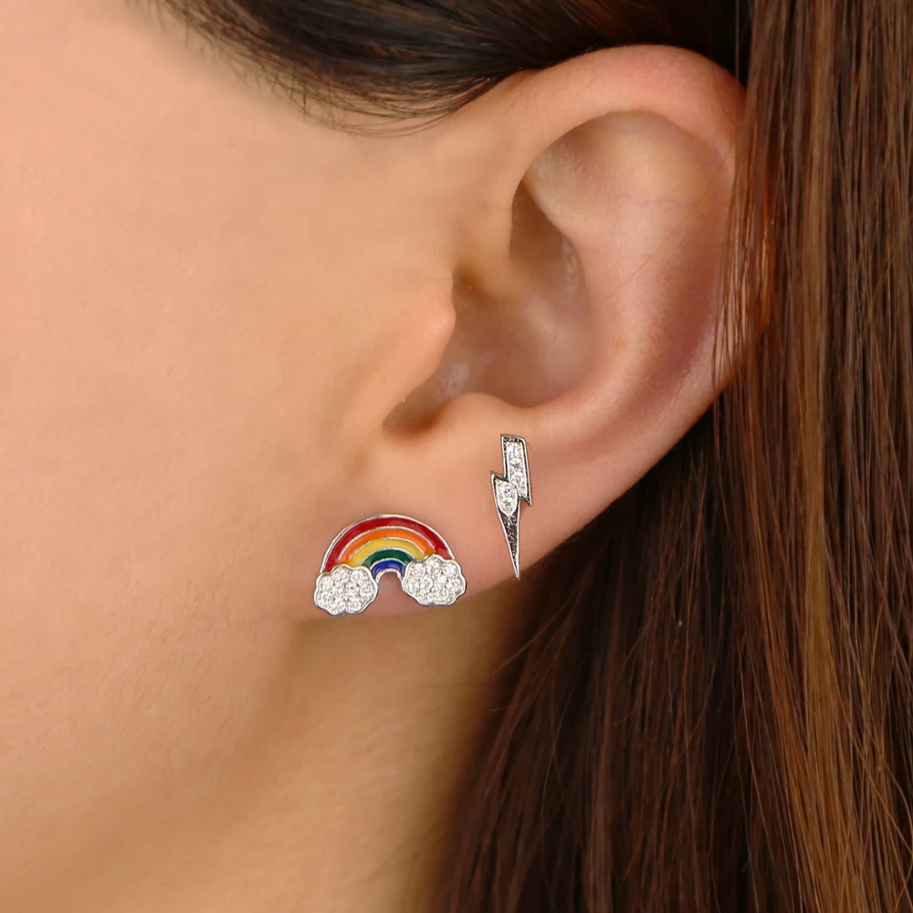 2020 Минимальный Милые Носки с рисунком радужных светильник серьги со шпилькой для
