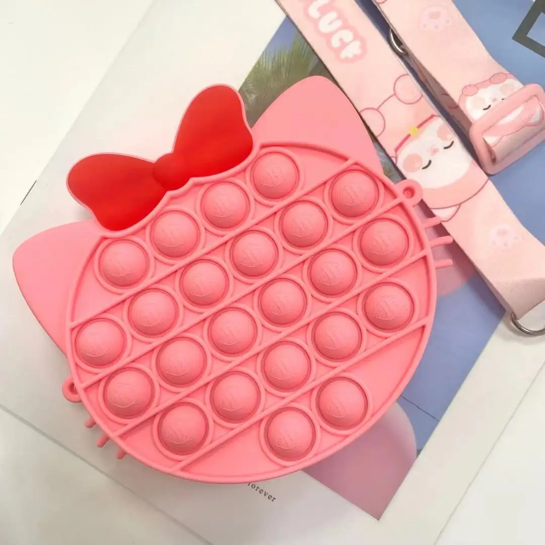 

New Pink Cat Bag Wallet Fidget Toy Rainbow Push Bubble Simple Reliver Stress Toy Children Sensory Game Backpack For Ladies Girls