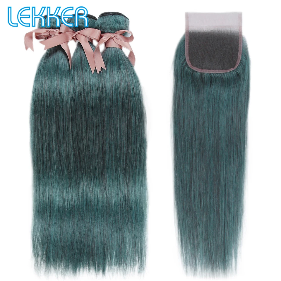 Lekker волосы бразильские Straigtht Связки с закрытием свободная часть предварительно