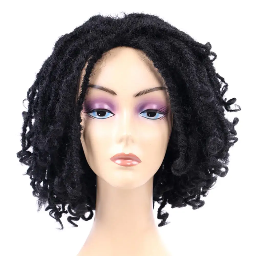 Synthetic Short Dreadlock Wigs Crochet Twist Hair For Black Women High Resistant Fiber Braids Wig Curly End 6 Inch | Шиньоны и парики