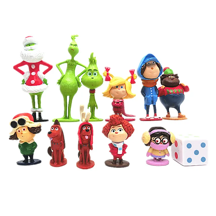 

Disney New 12pcs/set Green Monster Grinch Dr Seuss Doll Cosplay Model Animals Dog Doll Toys for Christmas Kids Gifts