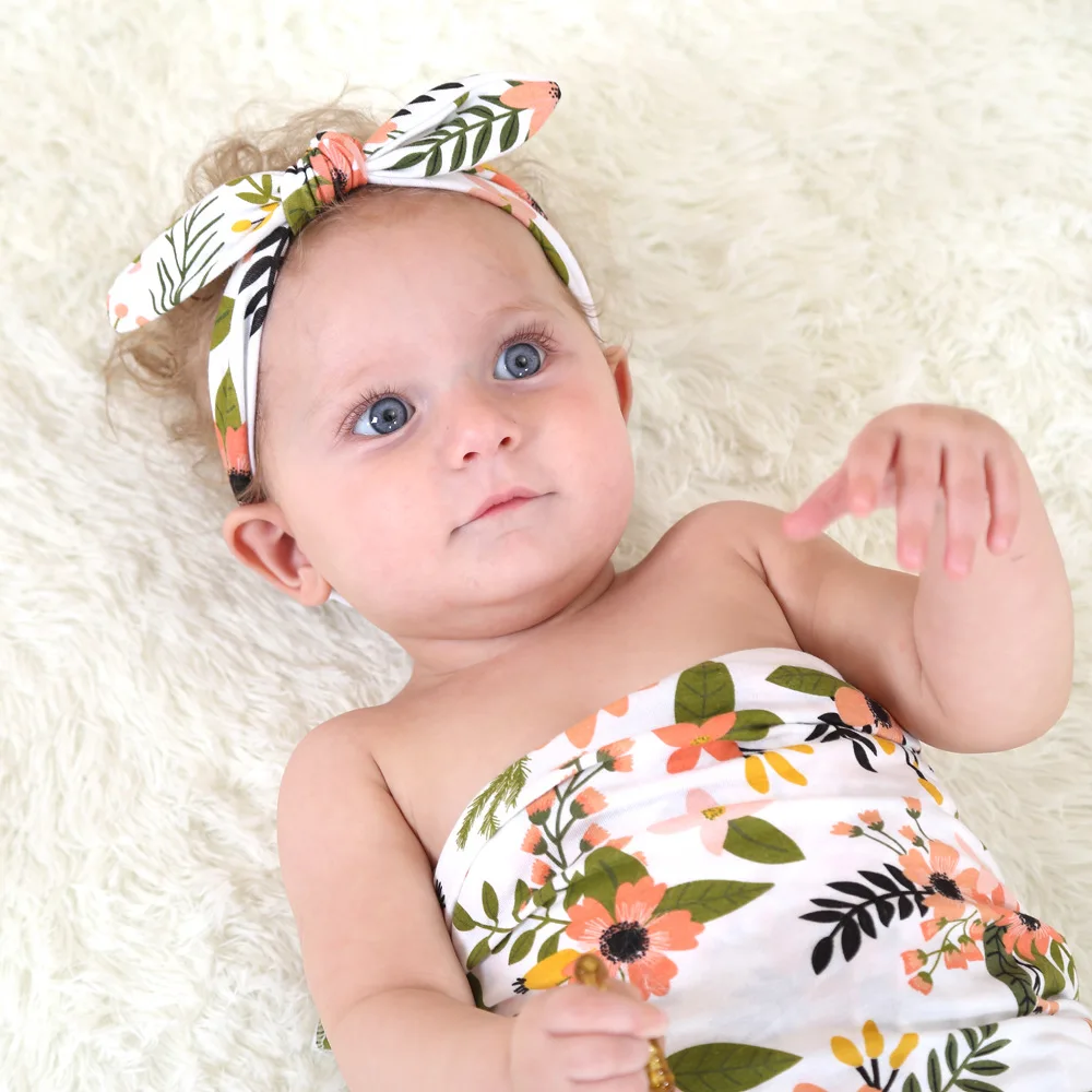 Повязка на голову для маленьких девочек тюрбан с мягкими пончиками и цветами