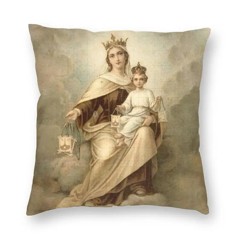 

Our Lady Of Mount Carmel Cushion Covers Sofa Living Room Catholic Virgin Mary Square Throw Pillow Case 45x45