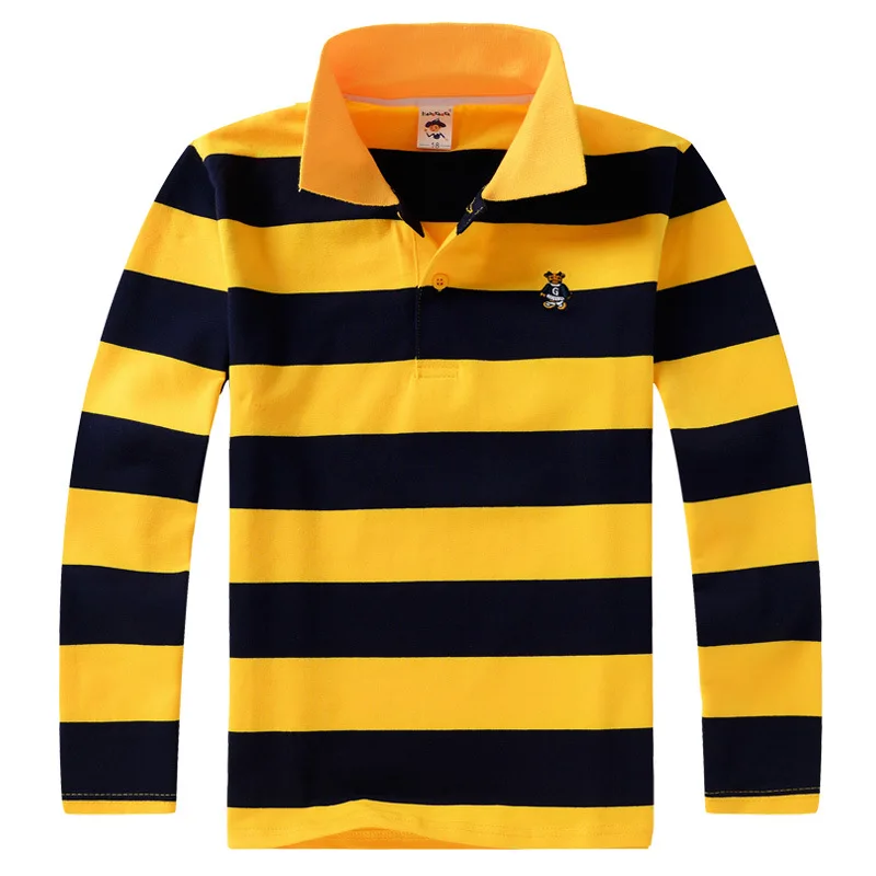 New Boys Spring Autumn Long Sleeve Polo Shirts Children Lapel Striped Clothes Baby Bottoming Tops |