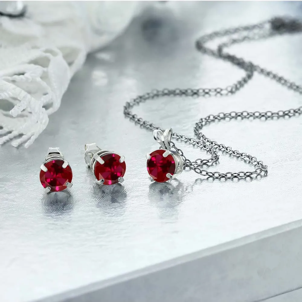 GemStoneKing 3 00 Ct Круглый 6 мм красный создан Рубин Ювелирные изделия из стерлингового
