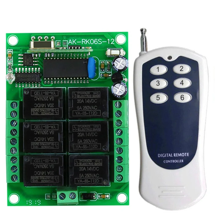 DC 12V 6CH RF Беспроводной переключатель системы дистанционного управления 6 CH 10A
