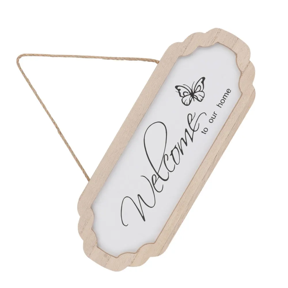 

1Pc Wooden Welcome Sign Front Door Hanging Ornament Doorplate Decoration