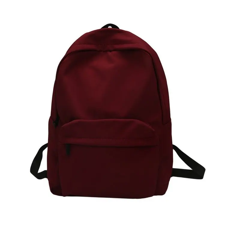 

College style simple versatile student schoolbag literary style sweet girl pure color backpack travel bag