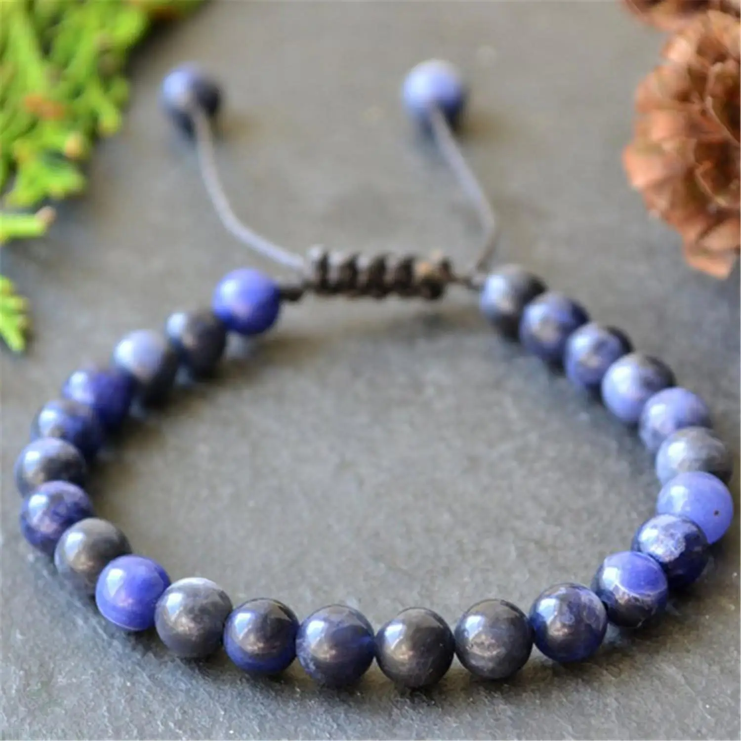 

6mm Sodalite Stone 108 Beads Handmade Mala Bracelet Spiritua Prayer Yoga Retro Wristband Meditation