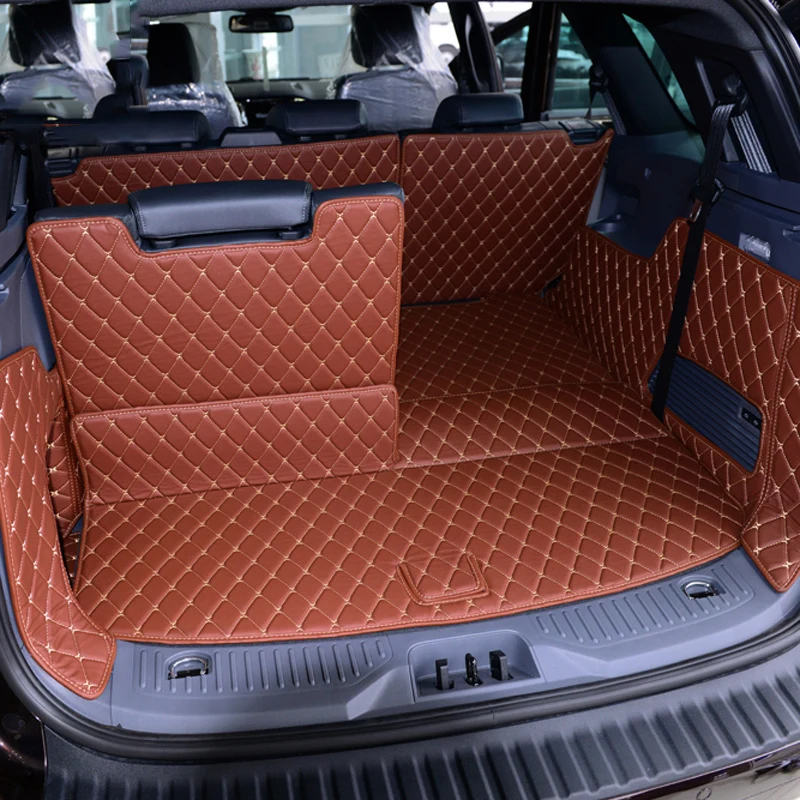 

Leather Car Trunk Mat Cargo Liner for ford everest 2015 2016 2017 rear boot cover 2018 2019 2020 2021 seat U375 auto interior