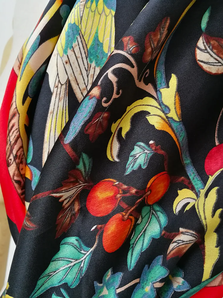 

Women's 100% Pure Silk 12mm Satin Printed Big Square Scarf Wrap Kerchief 108cm 42.5" WJ028