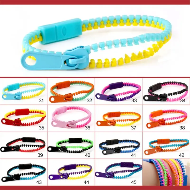 

12pcs Friendship Fidget Zipper Bracelets 7.5 Inches Sensory Toys Bulk Set