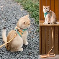 escape proof cat harness leashes set reflective adjustable cat collar puppy outdoor training vest soft harness pet accessories
