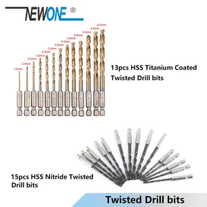 13 шт.компл. набор сверл из быстрорежущей стали с титановым покрытием 14 с шестигранным хвостовиком 1,5-6,5 мм для деревянных и пластиковых пластин