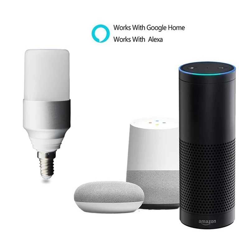 E14 WiFi Smart LED Bulb Tuya/Smart Life APP Remote Control Dimmable 5W RGBW Light Work with Alexa Google Home IFTTT | Электроника