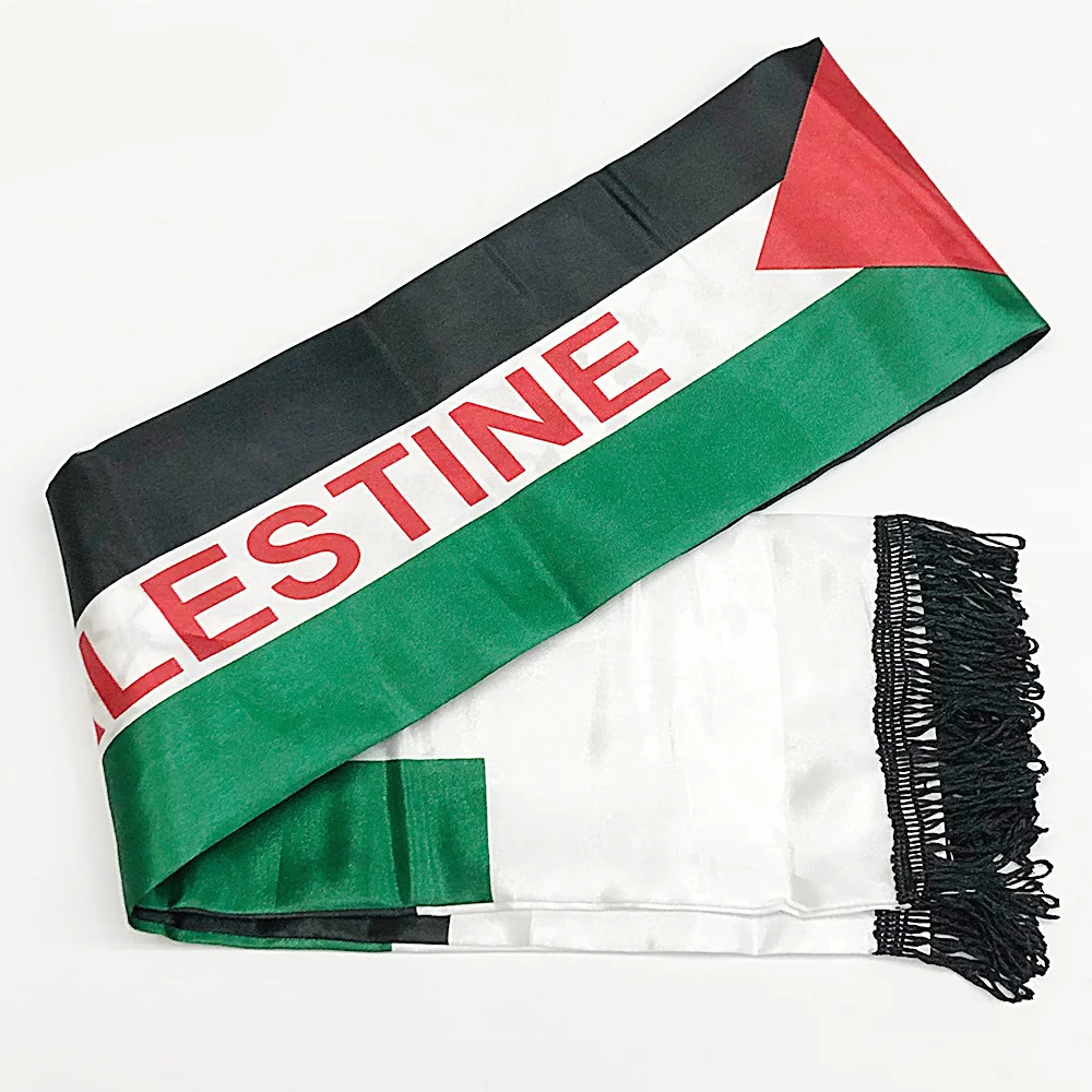 ZXZ Palestine flag 14x130cm palestine national day scarf football team Barca palestinian shawl Flag Double side Scarf |