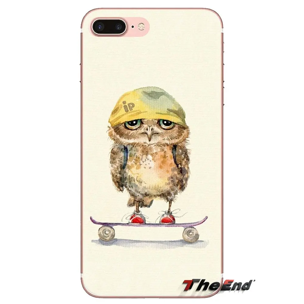 Забавный чехол из ТПУ с рисунком совы для iPhone XS Max XR X 4 4s 5 5S 5C SE 6 6S 7 8 Plus samsung Galaxy J1 J3 J5