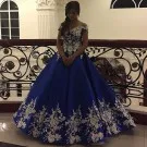 Плюс размер Арабский мусульманский синий шар с длинным рукавом вечернее платье для выпускного элегантное женское вечернее платье
