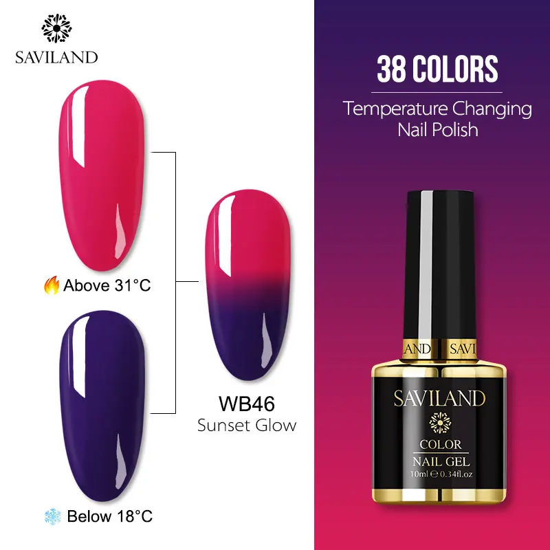 10ml WB46 SAVILAND температурный меняющий Цвет Гель-лак UV Vernis полуперманентный Блеск Гель-лак верхнее покрытие Гибридный лак для ногтей - Цвет: 10ml WB46