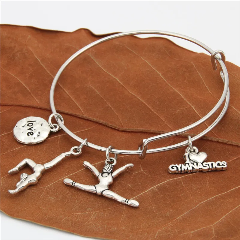 

1Pc I like Gymnastics Words Bracelet Making Beauty Gymnast Girl Sporter Love Bangle Handcraft Jewelry E1791