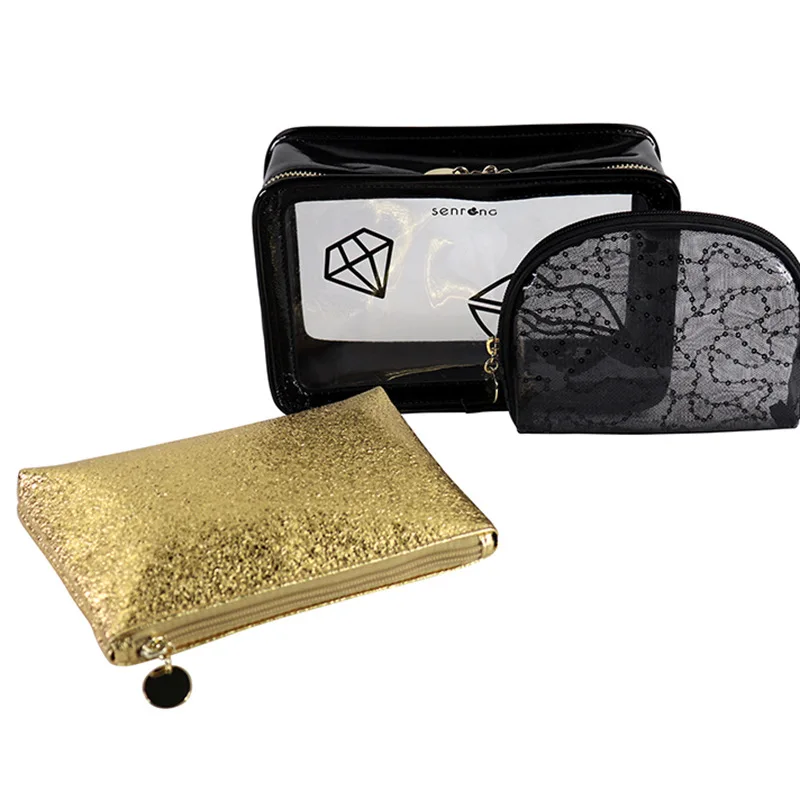 

Organizer Cute Makeup Bag Black Wholesale Travel Bags Bulk Clear Makeup Bag Pencil Case Minimalist Women Cosmetic Bag DF50MB
