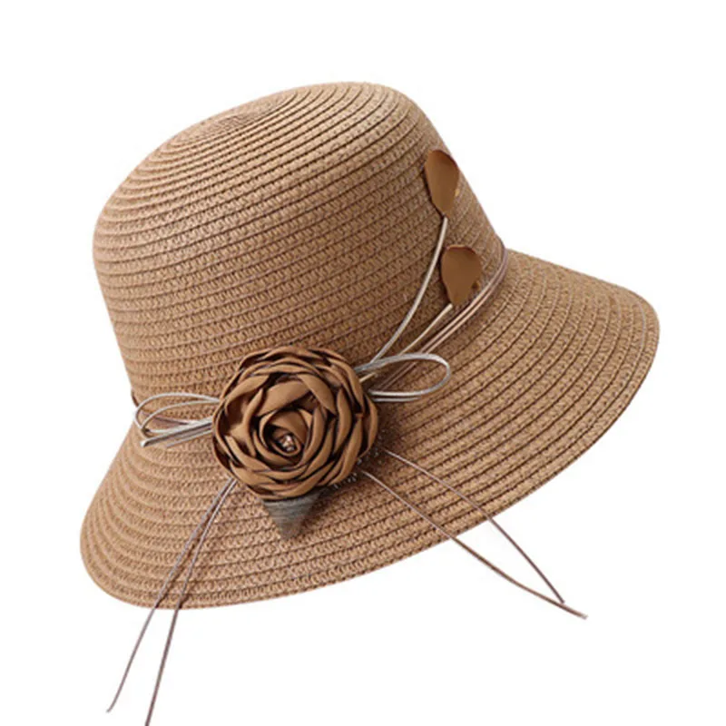 

Bucket hat Women' Cap summer straw hats for women beach Caps Straw female sun wide brim protection wide brim spring visor floral
