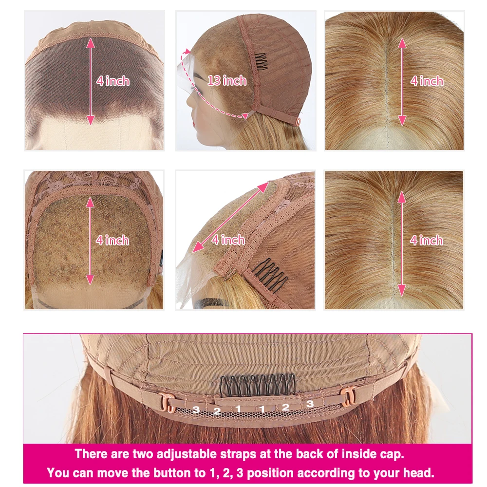 

Brazilian Body Wave 4x4 Lace Closure Wigs Pre Plucked Honey Blonde 99J Human Hair Wig Remy Lace Wigs For Black Women 150%