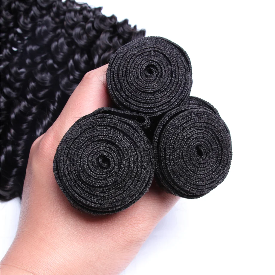 30 40 inch 3+1 Kinky Curly Bundles with Closure Virgin Brazilian Human Hair Extension Weave Deep | Шиньоны и парики