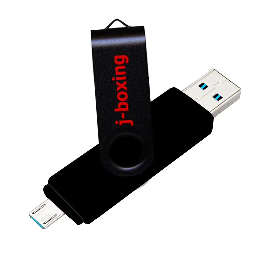 J-boxing 2 в 1 OTG USB Flash 64 ГБ 32 ГБ 16 ГБ 8 ГБ Micro USB Memory Drive металлический вращающийся флеш-диск для смартфонов Android