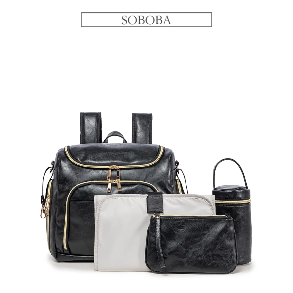 Рюкзак для подгузников Soboba мам 4 в 1 модная вместительная сумка пеленок ухода за