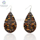 Геометрические деревянные серьги SOMESOOR в африканском стиле с принтом в виде слезы, богемные этнические искусства, Висячие ювелирные изделия для женщин в подарок