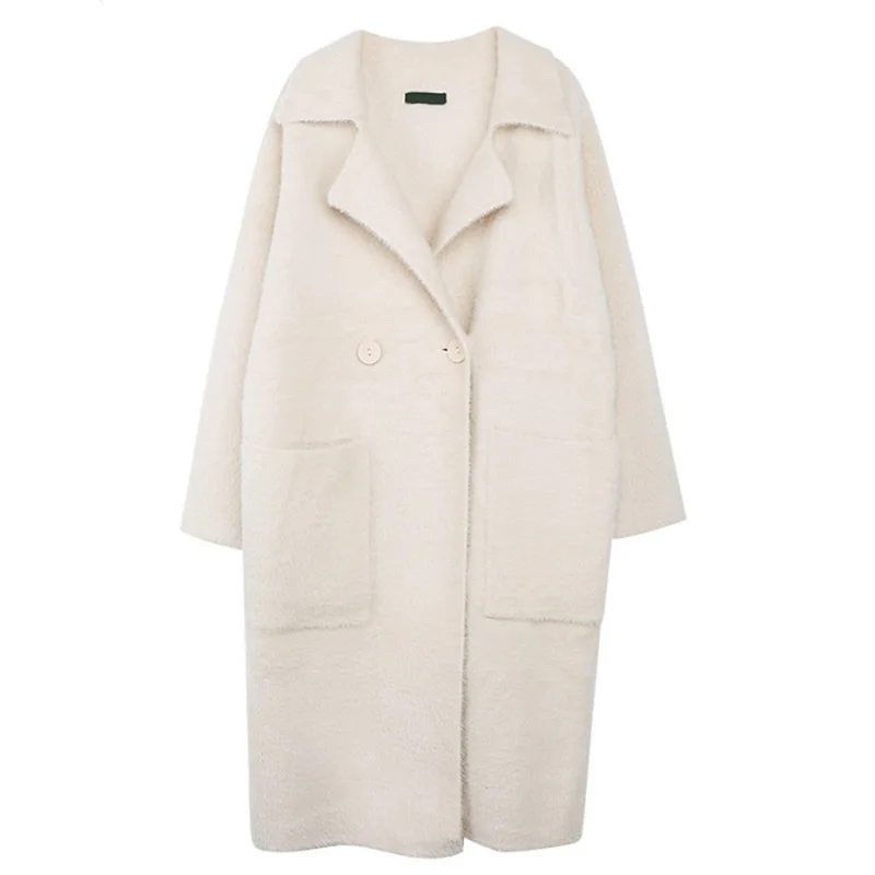 

autumn winter wool coat women elegant vintage velvet blend loose thick long slim cardigan cashmere coat female