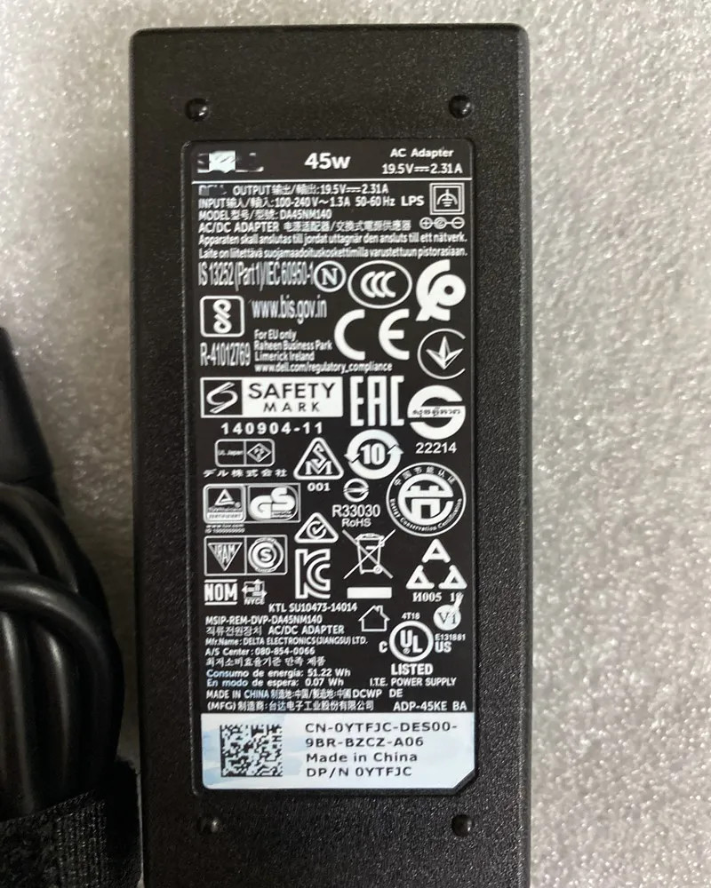 Новый YTFJC AC Зарядное устройство Мощность шнур для Dell XPS12/13 L3452 ноутбук адаптер