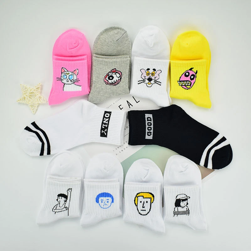 Носки женские Короткие хлопковые в стиле Харадзюку милые элегантные с милыми