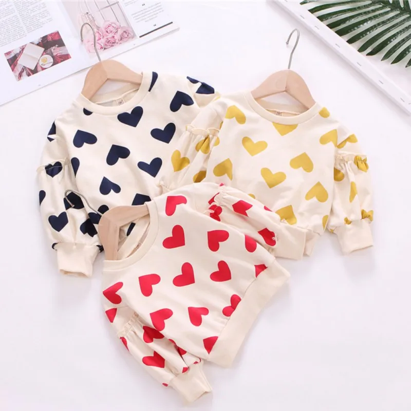 В 2021 году новые осенние толстовки с принтом сердца для девочек Повседневная