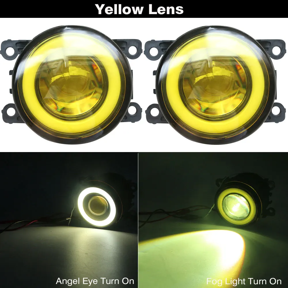 Yellow Lens Cawanerl для peugeot 207 2006-2012 автомобиля H11 30 Вт Светодиодный туман светильник COB глаза ангела дневного светильник DRL 3000LM 12V 2 шт - Цвет: Yellow Lens