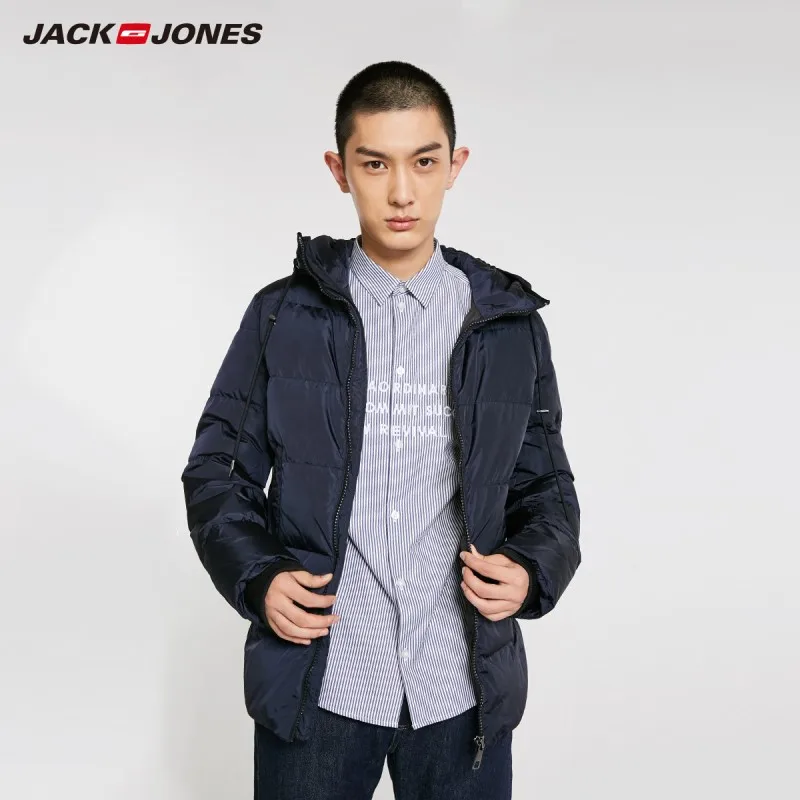 NIGHT SKY JackJones мужской модный Повседневный пуховик с капюшоном короткая парка пальто мужская одежда 218412509 - Цвет: NIGHT SKY