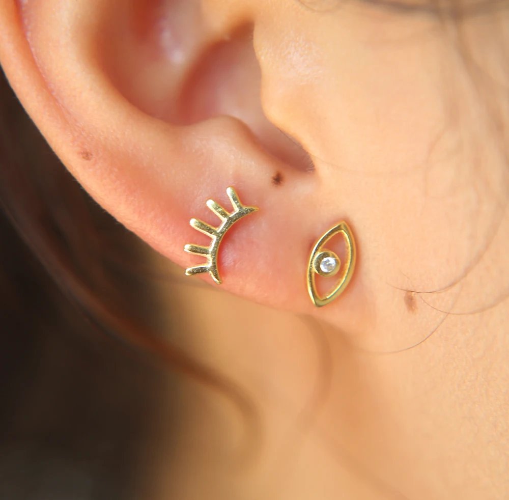 Рекламная акция! Новые серьги Anels 100% 925 пробы милые ресниц и Дурной глаз Хамса